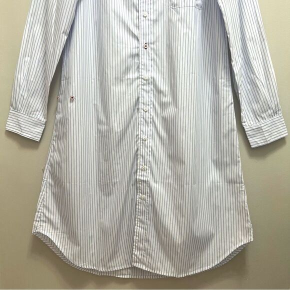 WEAR CISCO Midi Shirt Dress Button Down White Blue Stripe Size M / L - Picture 6 of 13